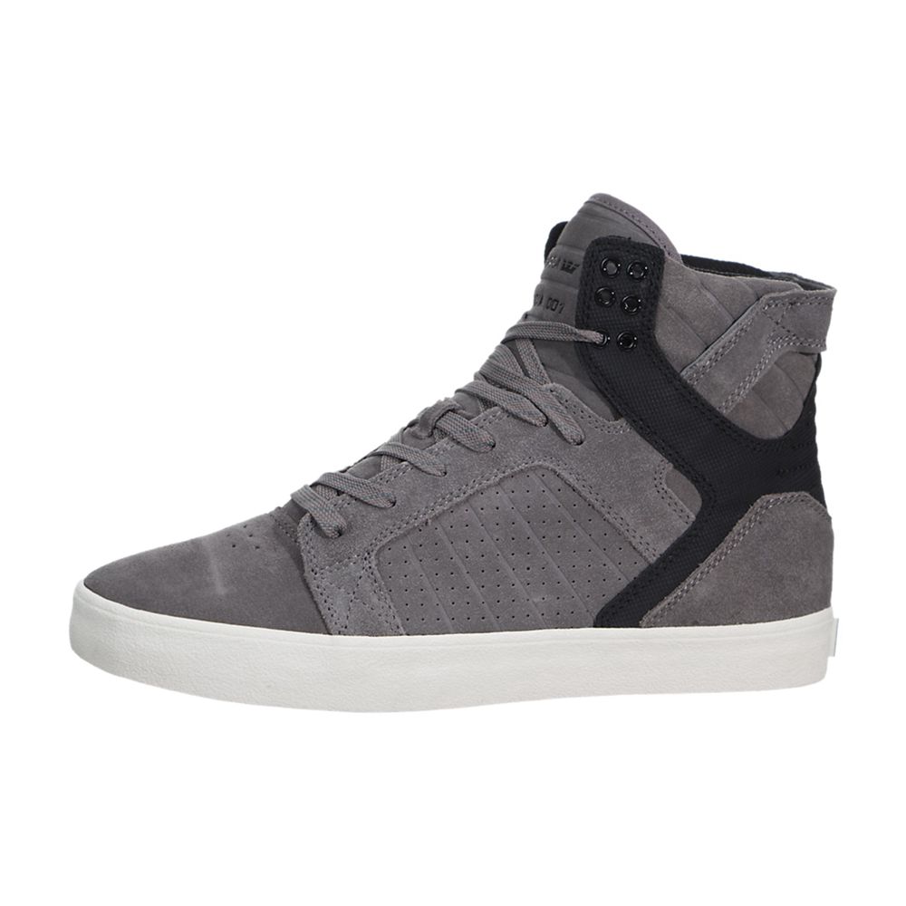 Baskets Montantes Supra SkyTop Grise Noir Grey/Black-Pristine Homme | FQJ-42658343